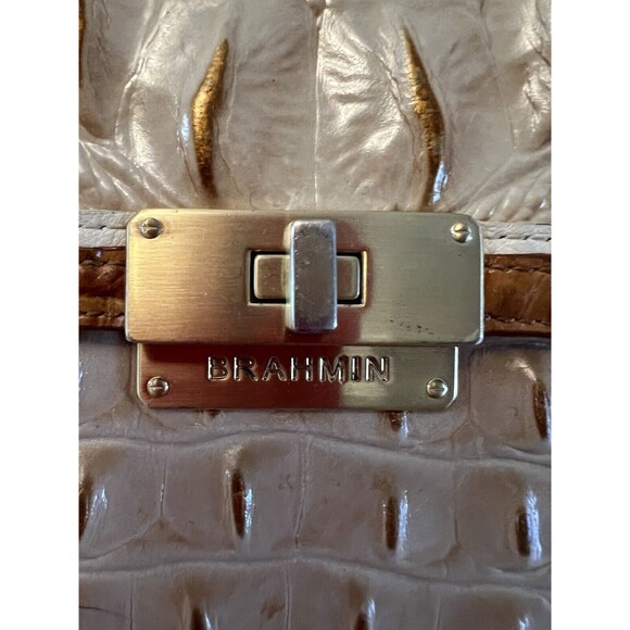 Brahmin Manhattan Croc Embossed Crossbody Bag Beige/brown / Tan - Picture 7 of 8